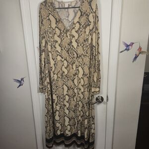 H&M Snakeskin Print Faux Wrap Maxi Dress Statement Y2K Size 12